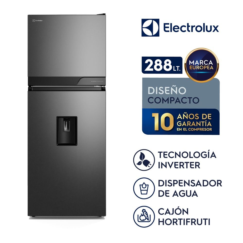 Imagen 2 del producto Refrigeradora Electrolux ERT30A2P6DC Top Freezer 288L No Frost, Inverter, dispensador de agua, negra